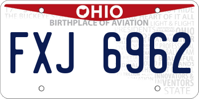 OH license plate FXJ6962
