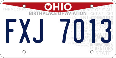 OH license plate FXJ7013