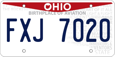 OH license plate FXJ7020