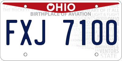 OH license plate FXJ7100