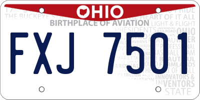 OH license plate FXJ7501