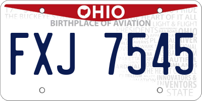 OH license plate FXJ7545