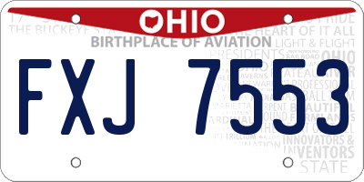 OH license plate FXJ7553