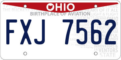 OH license plate FXJ7562