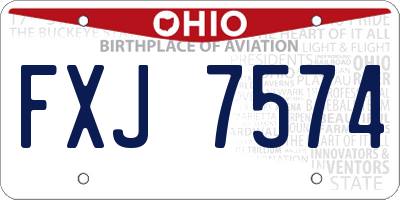 OH license plate FXJ7574