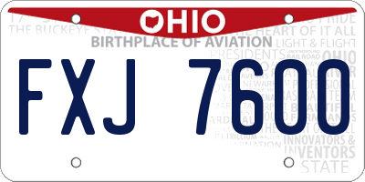 OH license plate FXJ7600