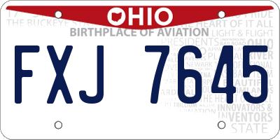 OH license plate FXJ7645