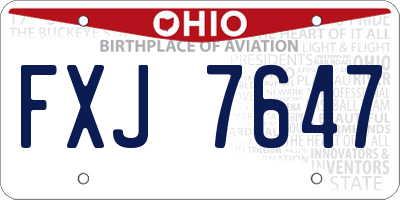 OH license plate FXJ7647
