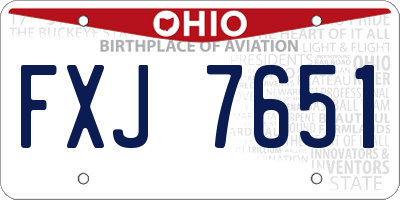 OH license plate FXJ7651