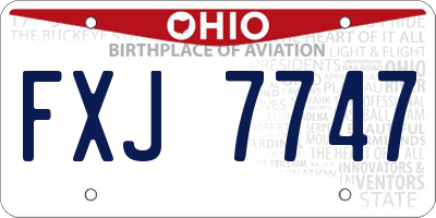 OH license plate FXJ7747