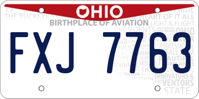 OH license plate FXJ7763