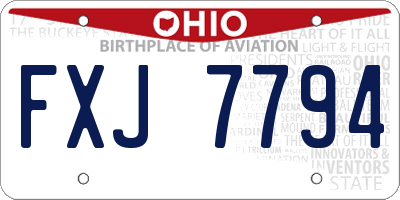 OH license plate FXJ7794