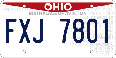 OH license plate FXJ7801