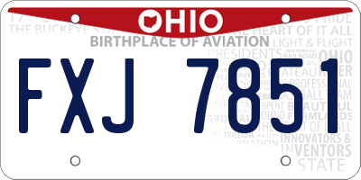 OH license plate FXJ7851