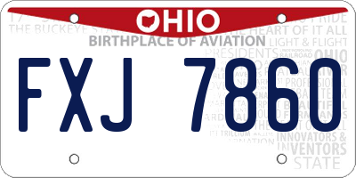 OH license plate FXJ7860