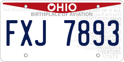 OH license plate FXJ7893