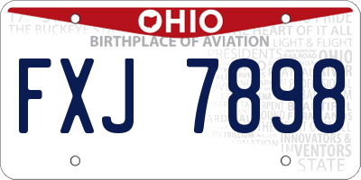 OH license plate FXJ7898