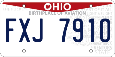 OH license plate FXJ7910