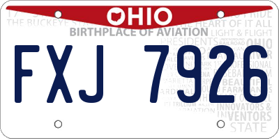 OH license plate FXJ7926