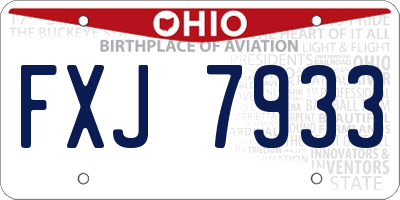 OH license plate FXJ7933