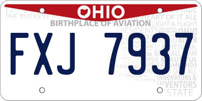 OH license plate FXJ7937