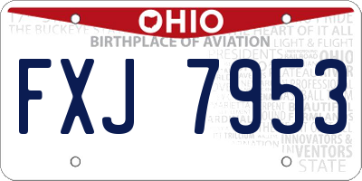 OH license plate FXJ7953