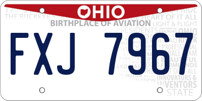OH license plate FXJ7967