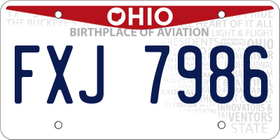 OH license plate FXJ7986