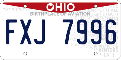 OH license plate FXJ7996
