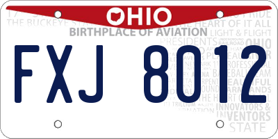 OH license plate FXJ8012