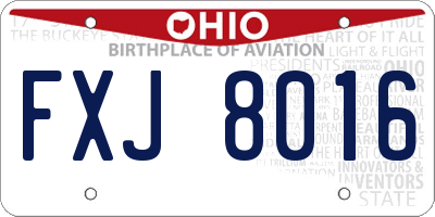 OH license plate FXJ8016