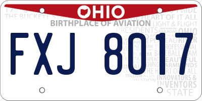 OH license plate FXJ8017