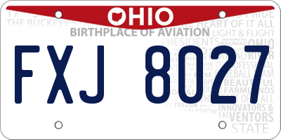 OH license plate FXJ8027
