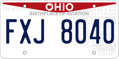 OH license plate FXJ8040