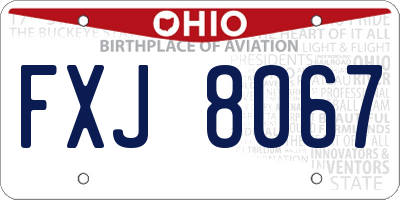 OH license plate FXJ8067