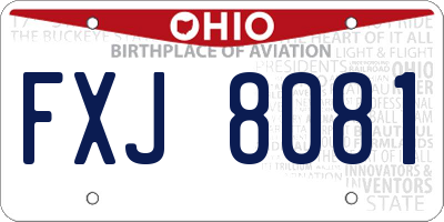 OH license plate FXJ8081