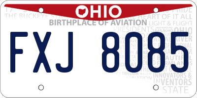 OH license plate FXJ8085