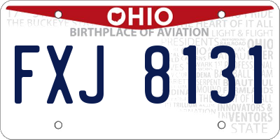 OH license plate FXJ8131