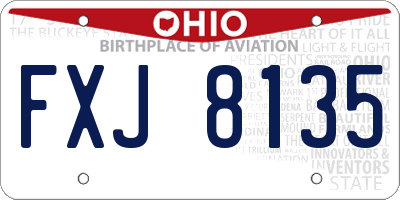 OH license plate FXJ8135