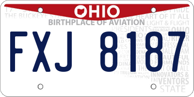 OH license plate FXJ8187