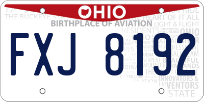 OH license plate FXJ8192