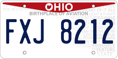 OH license plate FXJ8212