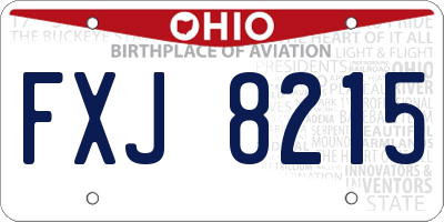 OH license plate FXJ8215