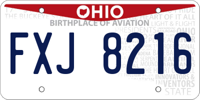 OH license plate FXJ8216