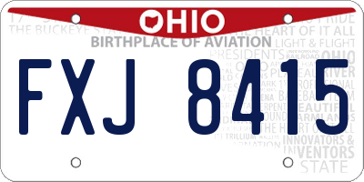 OH license plate FXJ8415