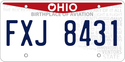 OH license plate FXJ8431