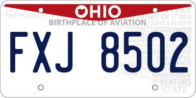 OH license plate FXJ8502