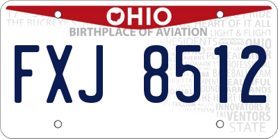 OH license plate FXJ8512