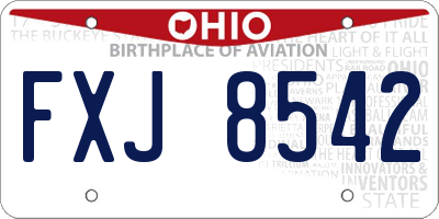 OH license plate FXJ8542
