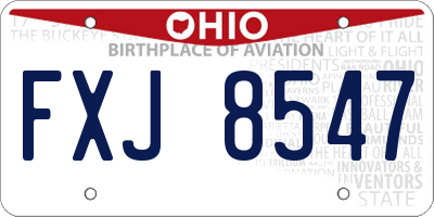 OH license plate FXJ8547